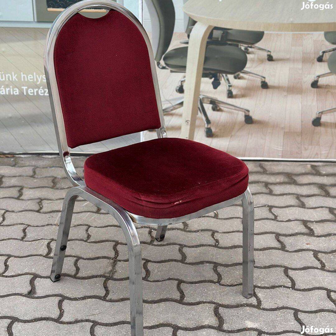 Bársony tárgyalószék,konferenciaszék, krómvázzal, bordó -