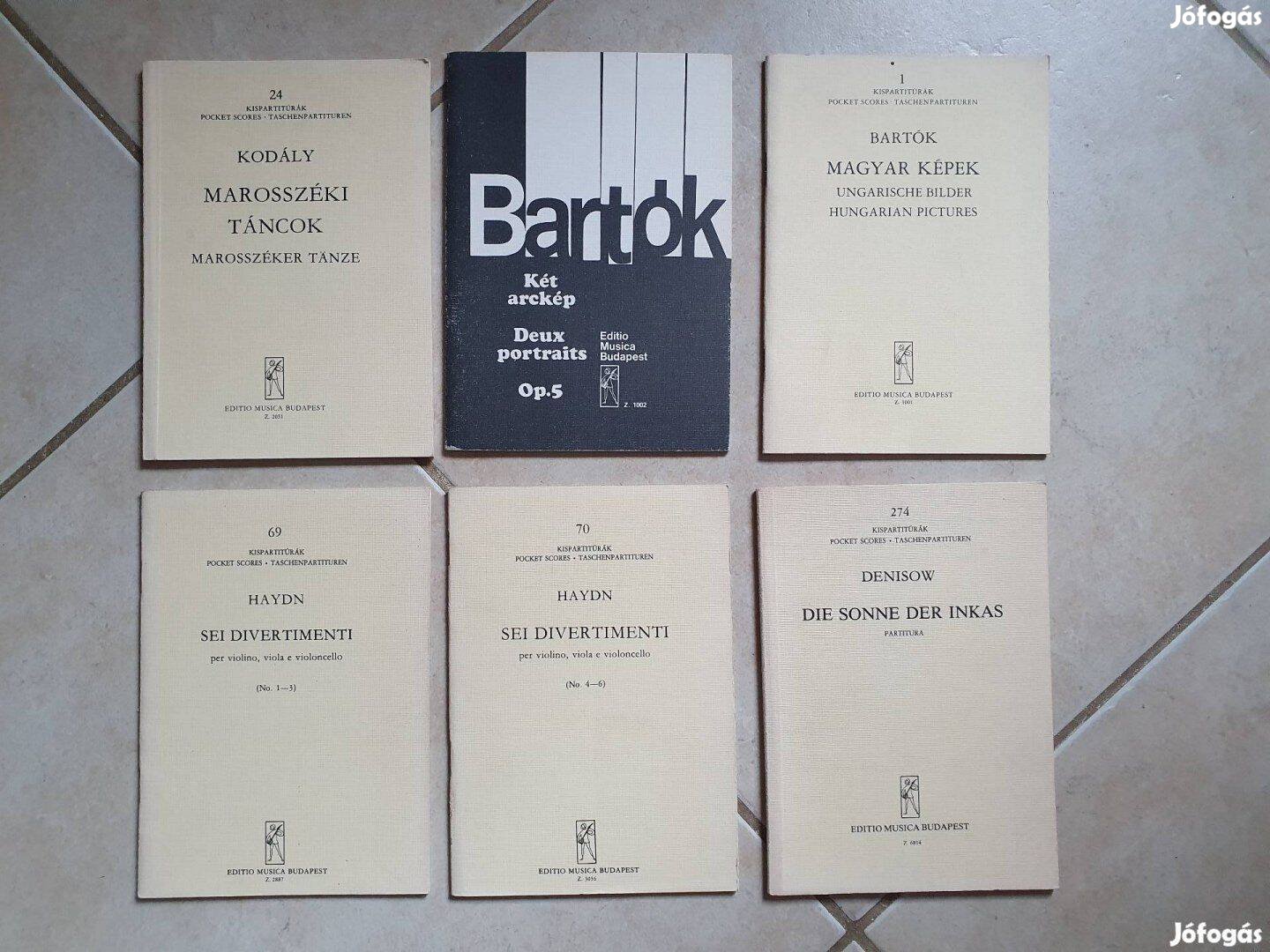 Bartók, Kodály, Haydn, Denisow kispartitúrák