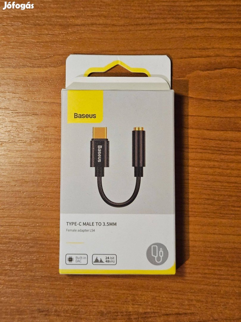 Baseus L54 USB-C adapter 3,5 mm jack-hez fekete