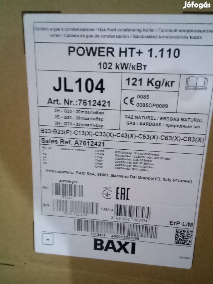 Baxi Power HT+ 1.100, 100 Kw-os kondenzációs kazán 