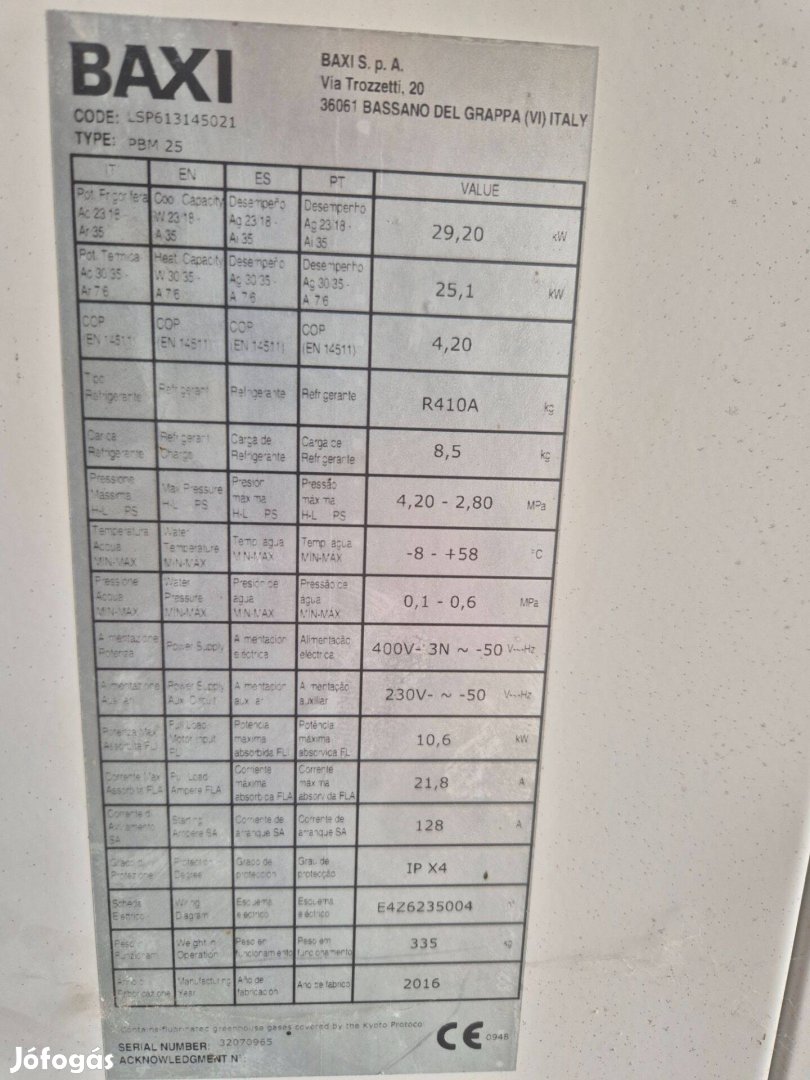 Baxi hőszivattyú 25 kW