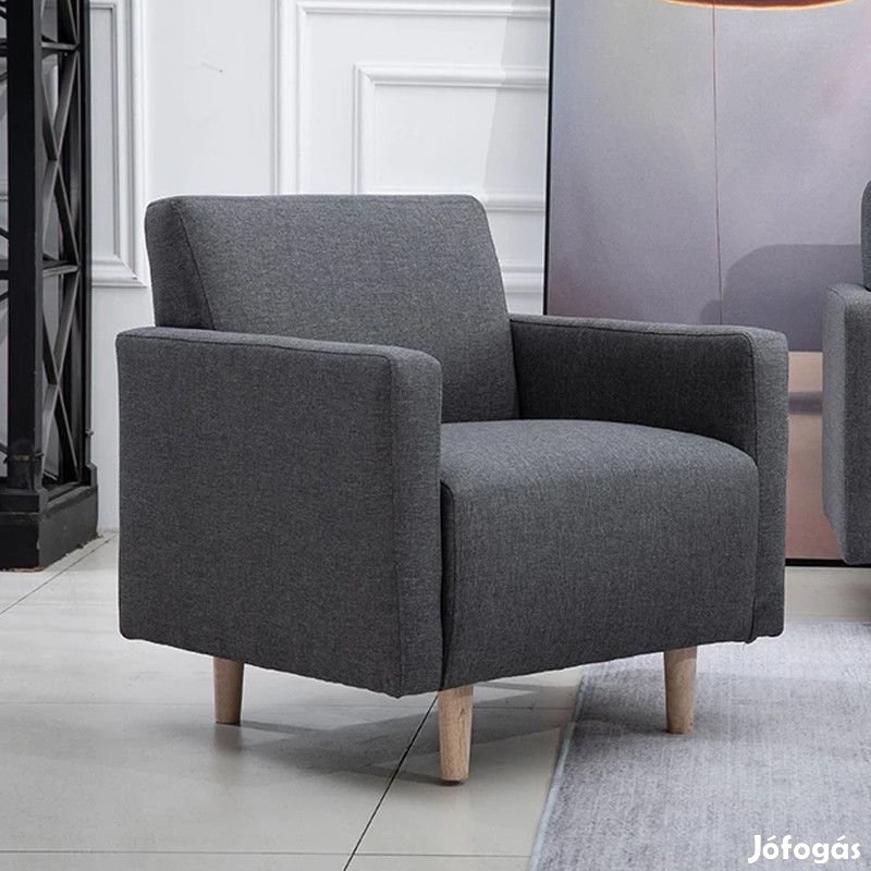 BeComfort kényelmes skandináv stílusú szövet szürke fotel 70x61x71cm