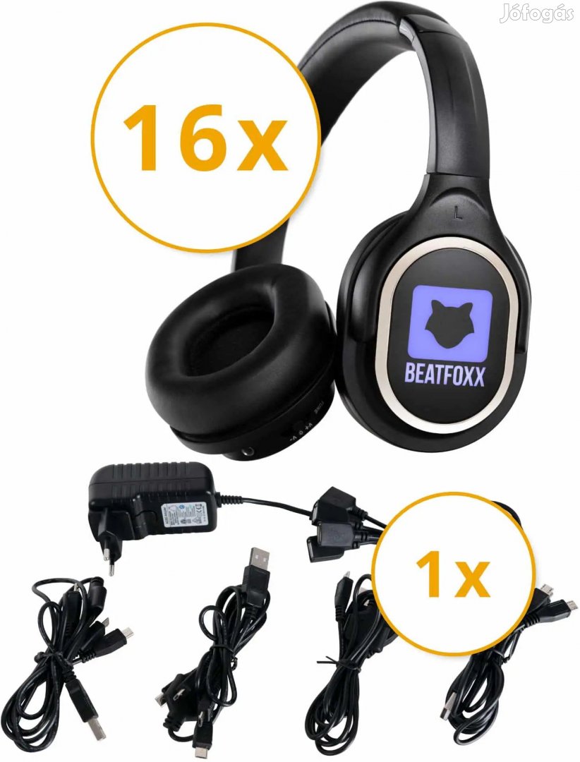 Beatfoxx SDH-340/16 Silent Disco V2 Fejhallgató Készlet + Töltő