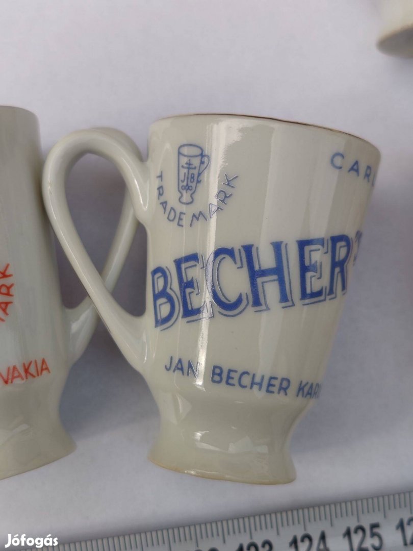 Bechers likőrös-pohárkészlet. Kb. 1950-60 !