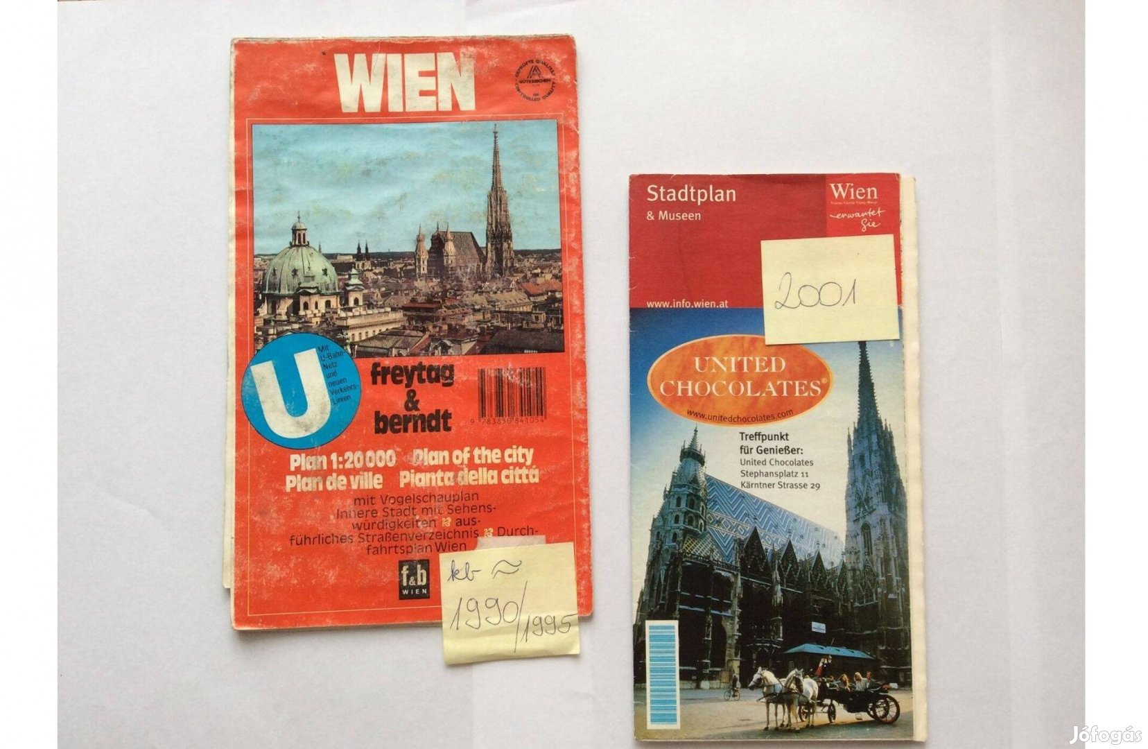 Bécs térkép papírtérkép Wien plan Stadtplan 1995