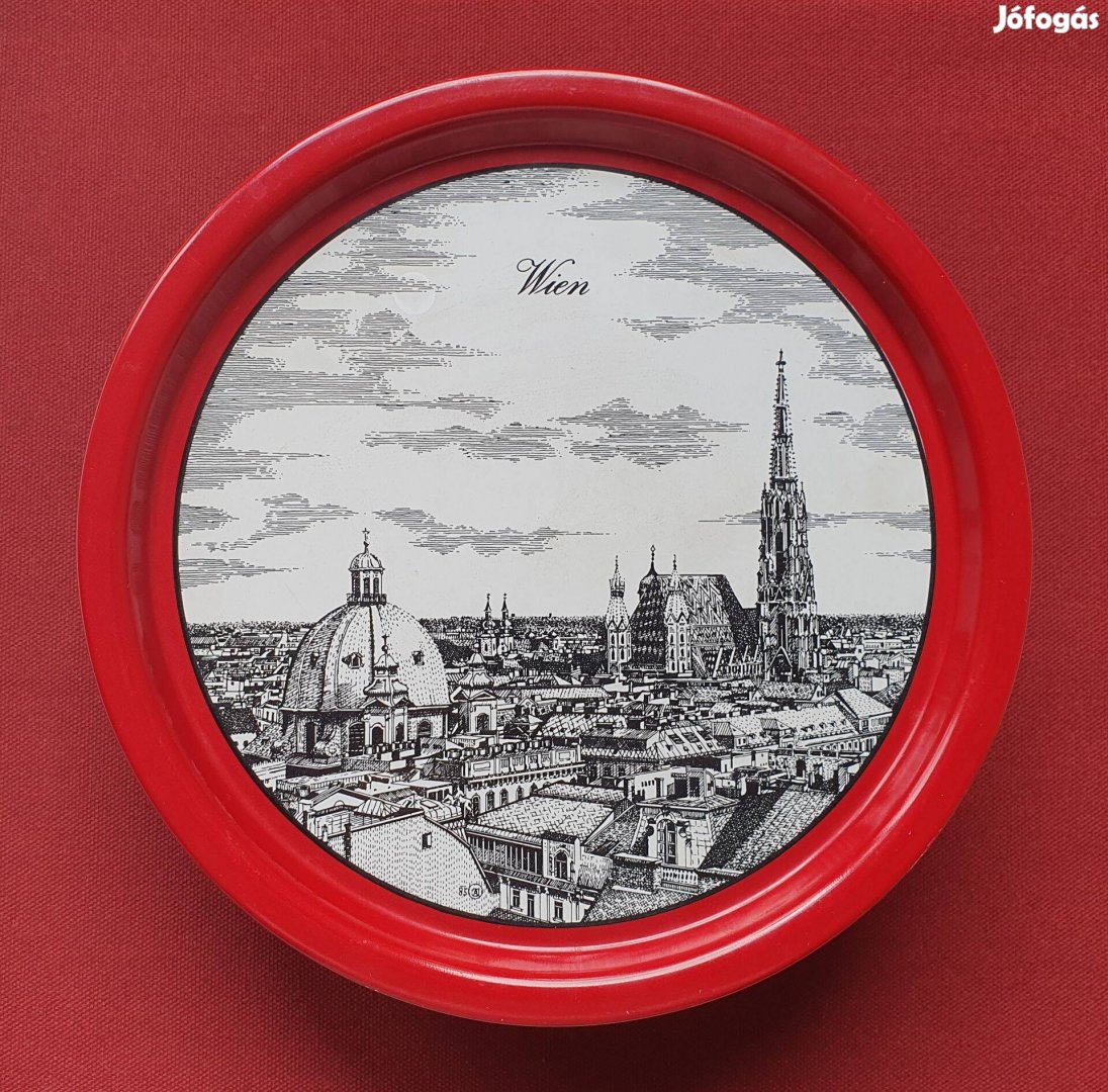 Bécsi Wien Vienna fémdoboz pléhdoboz pléh süteményes kekszes doboz tár