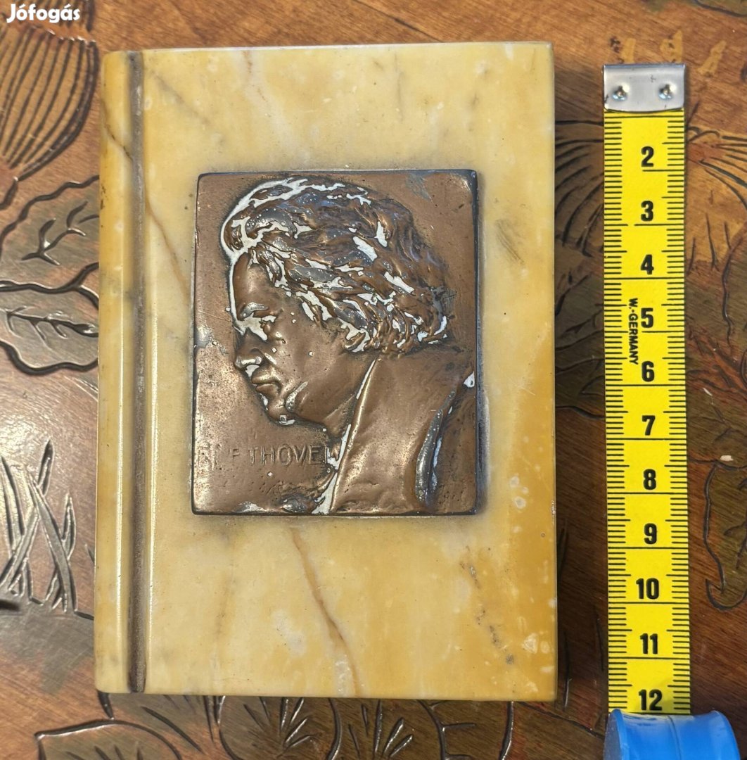 Beethoven Bronz Plakett Márványlapon 