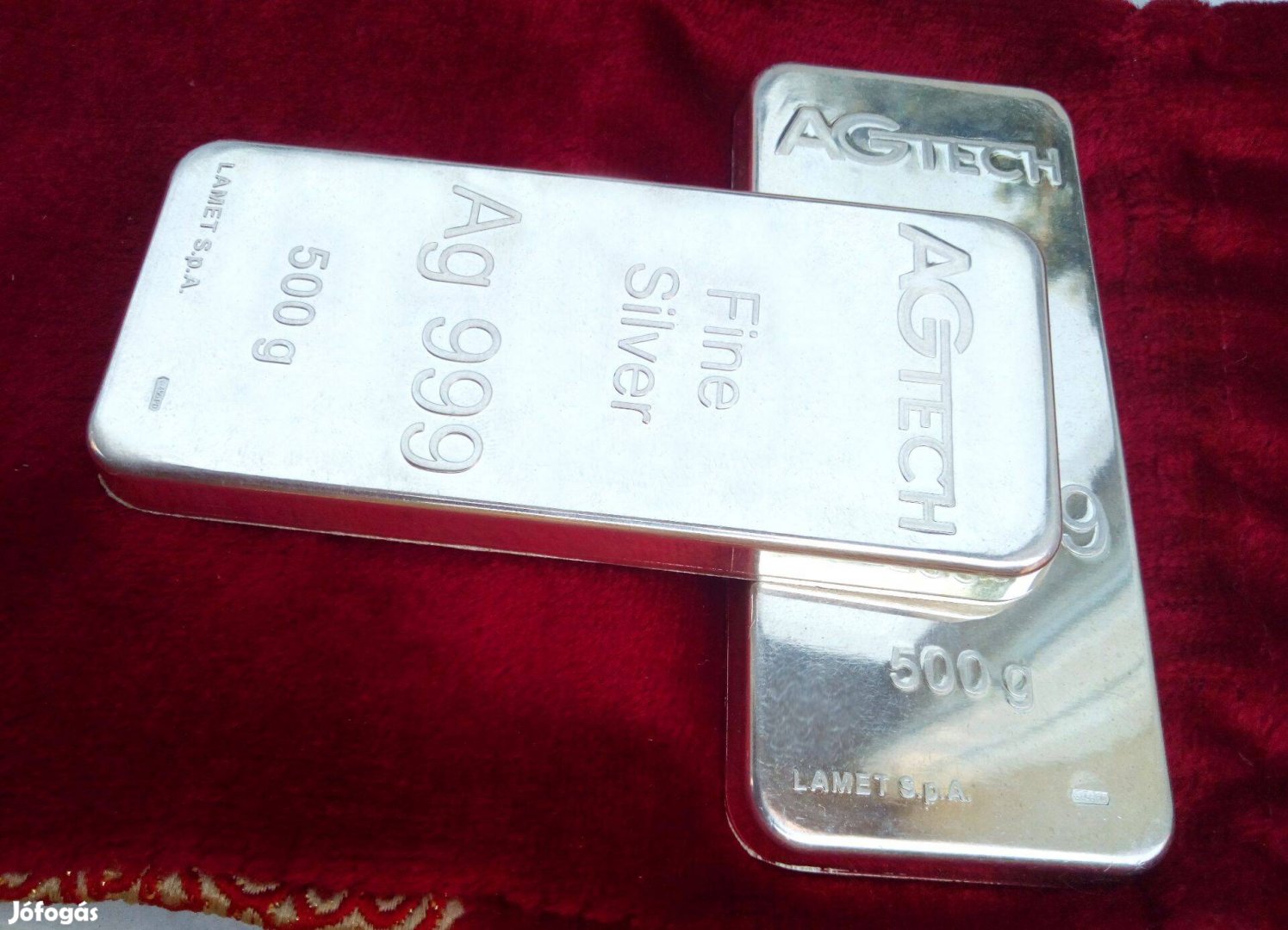 Befektetési Ezüst tömb 500Gr Színezüst 999% = Infláció 0% Tükörveretű