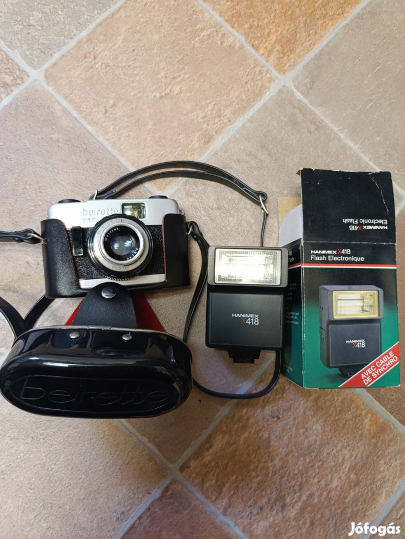 Beirette fényképezőgép retró és Hanimex X 418 vaku
