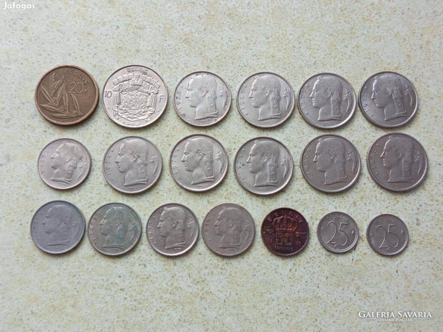 Belgium 19 db Különböző érme Centimes és Frank 1950-1982