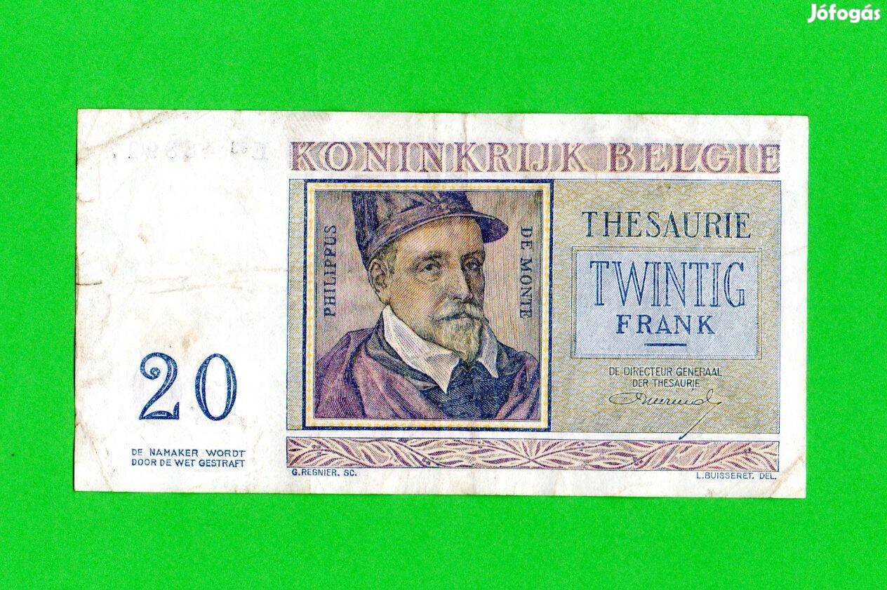 Belgium 20 frank, 1956 F