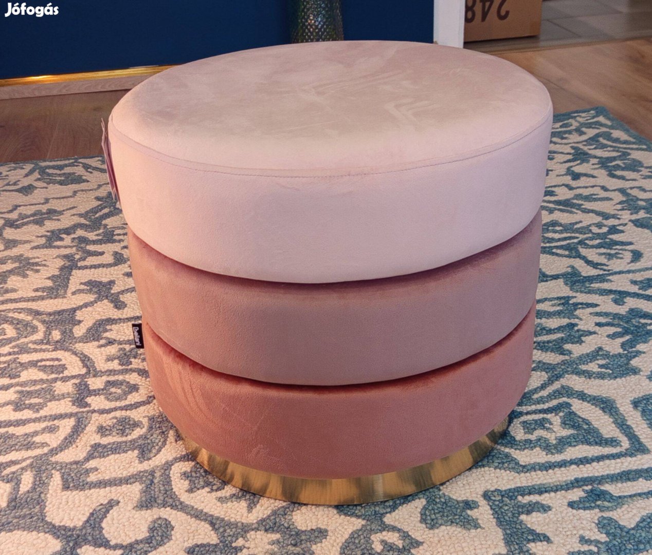 Beliani rózsaszín bársony puff vadonatúj dobozában