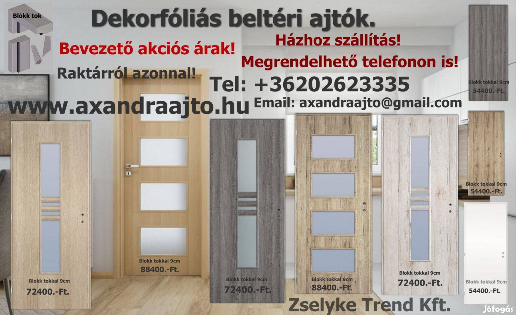 Beltéri ajtó többféle méretben, színben Ingyen Szállítva!