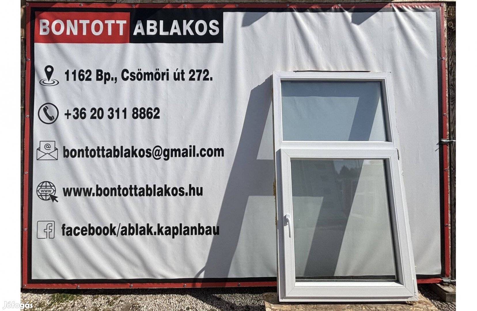 Belvárosi stílusú 100x180 cm közeli!! bontott műanyag egyszárnyú ablak