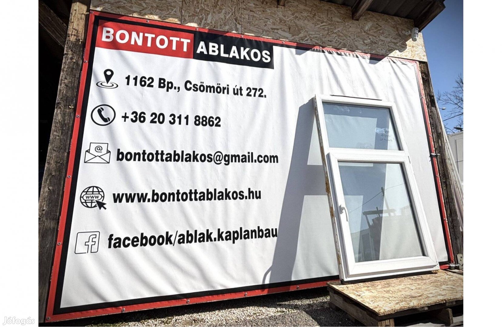 Belvárosi stílusú 100x200 cm közeli!! bontott műanyag egyszárnyú ablak