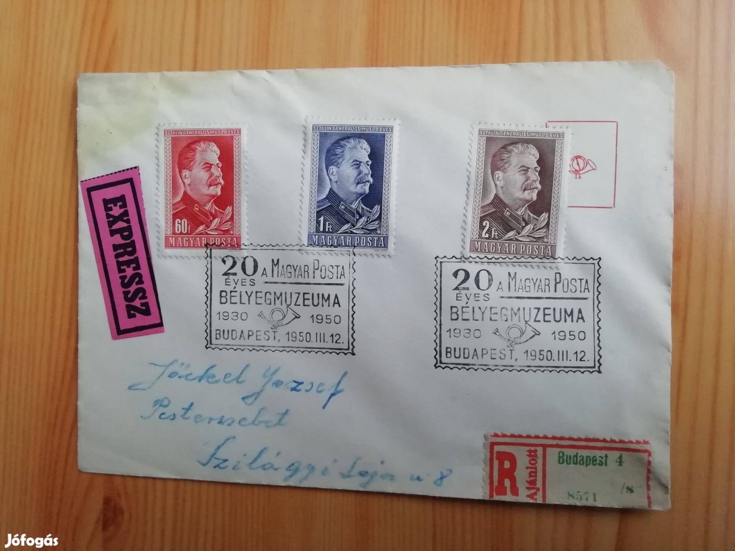 Bélyeg Múzeum Sztálin sorral FDC futott express 1950-es