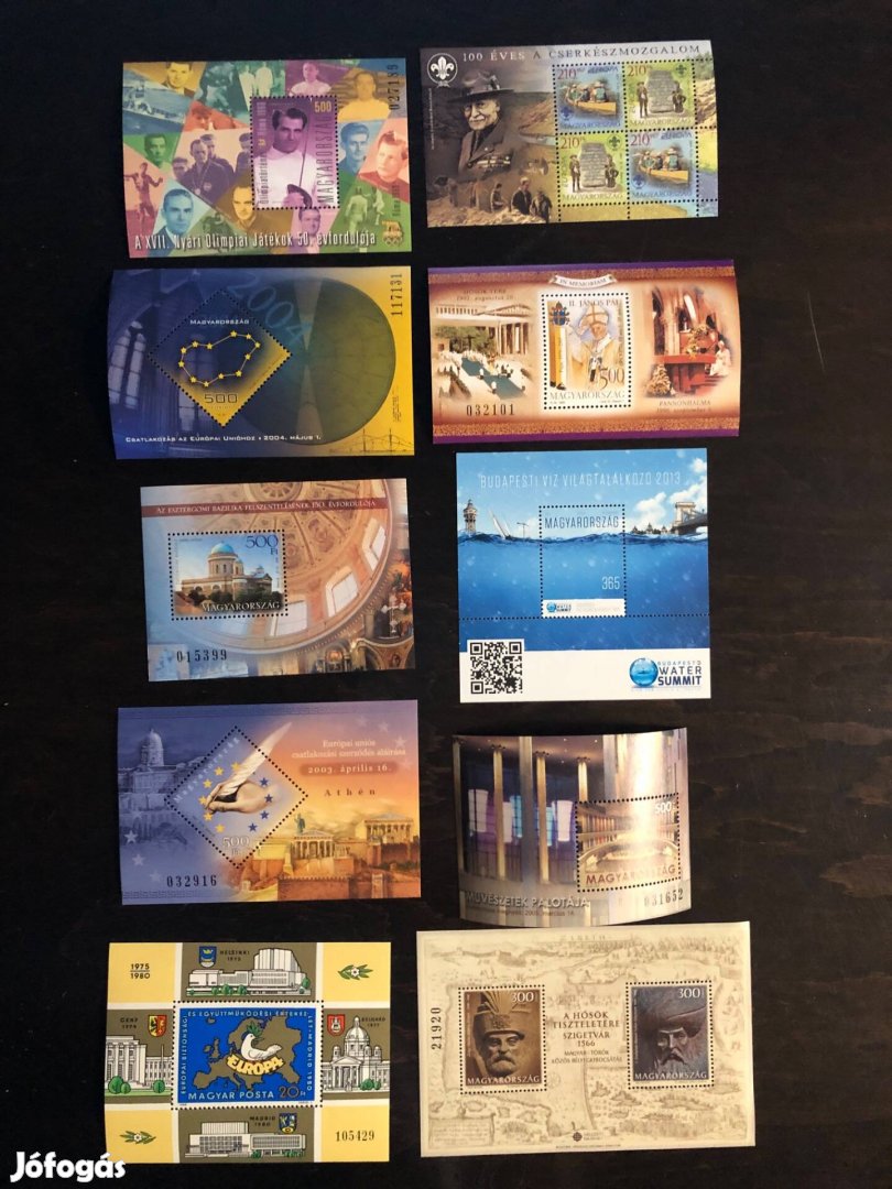 Bélyeggyűjtők figyelem! Bélyeg blokkok, posta tiszta,