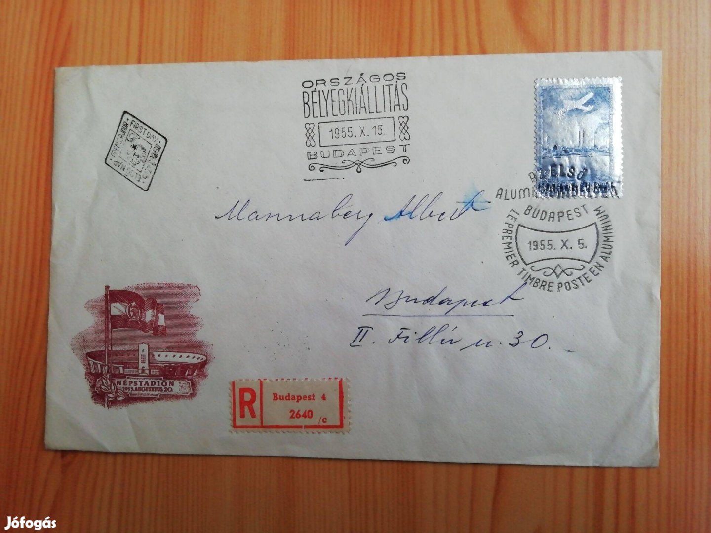 Bélyegkiálítás 1955-ös FDC auminium bélyegel futott