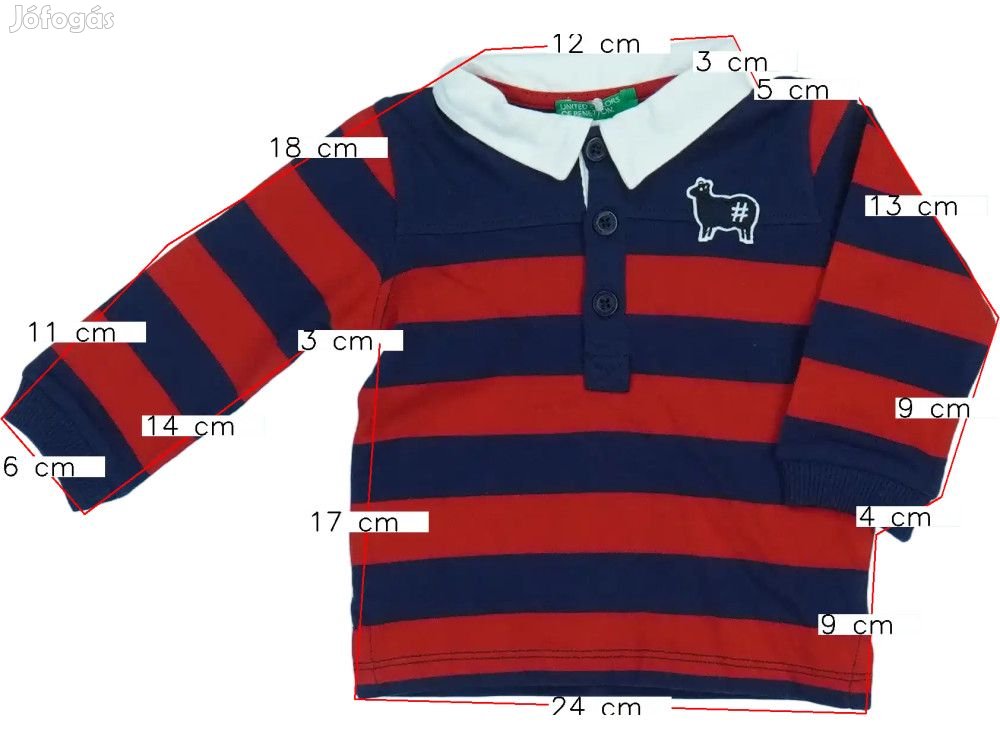 Benetton Új (címkés) Fiú Galléros póló (Méret: 68)