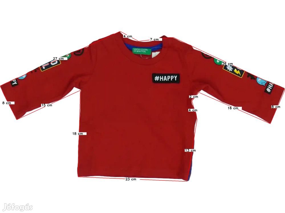 Benetton Új (címkés) Fiú Hosszú ujjú felső (Méret: 104)