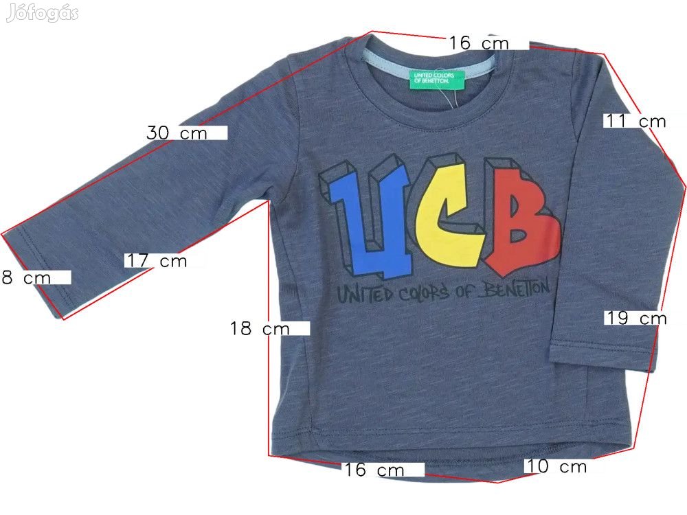 Benetton Új (címkés) Fiú Hosszú ujjú felső (Méret: 68)
