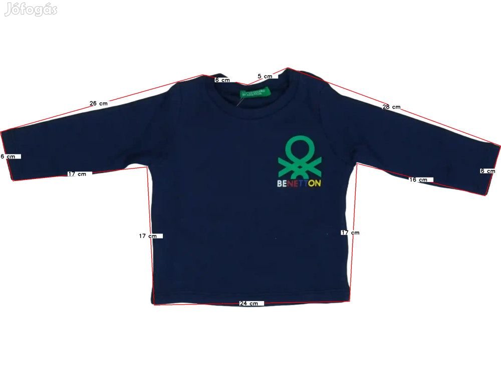 Benetton Új (címkés) Fiú Hosszú ujjú felső (Méret: 68)