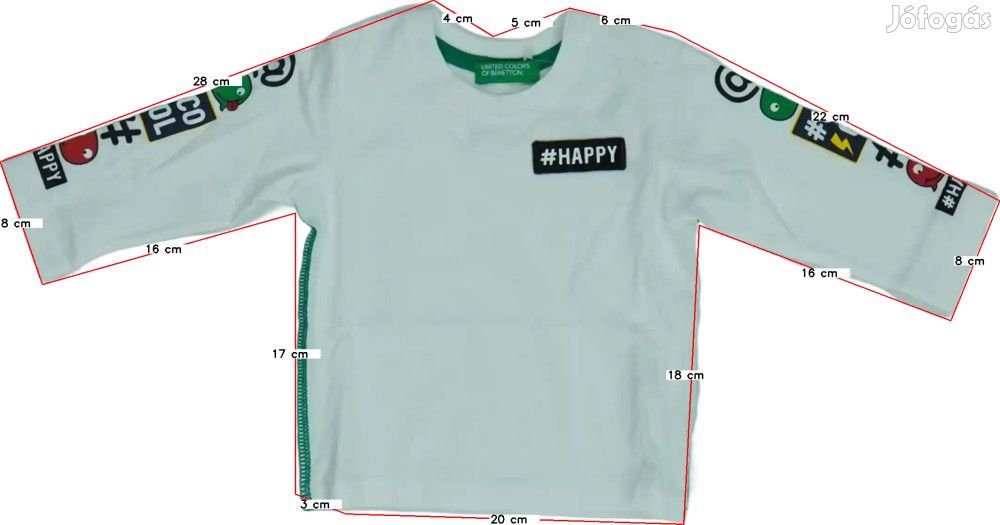Benetton Új (címkés) Fiú Hosszú ujjú felső (Méret: 68)