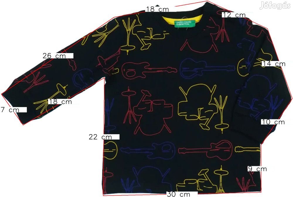 Benetton Új (címkés) Fiú Hosszú ujjú felső (Méret: 80)