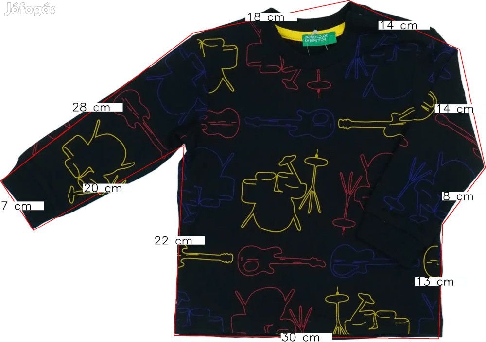 Benetton Új (címkés) Fiú Hosszú ujjú felső (Méret: 86)