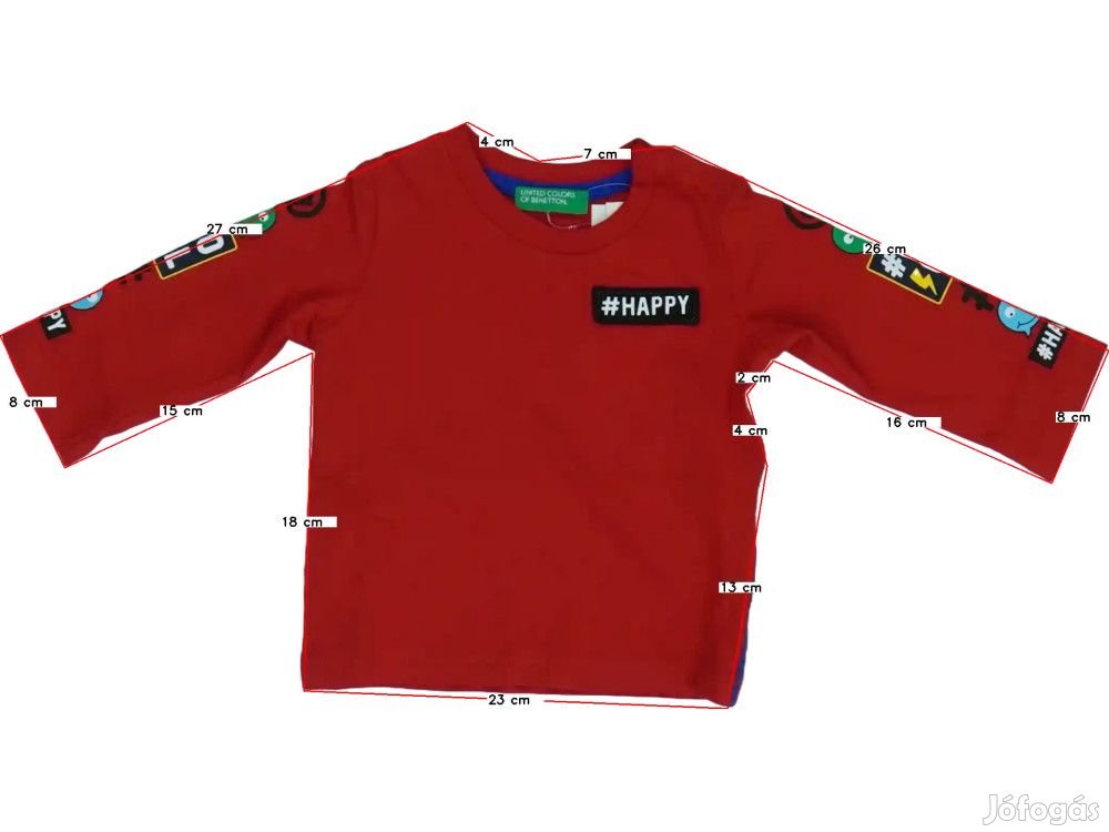 Benetton Új (címkés) Fiú Hosszú ujjú felső (Méret: 86)