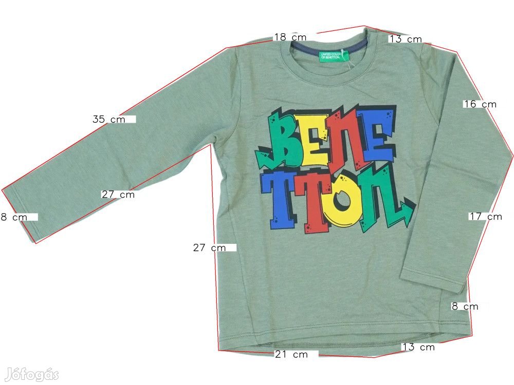 Benetton Új (címkés) Fiú Hosszú ujjú felső (Méret: 98)