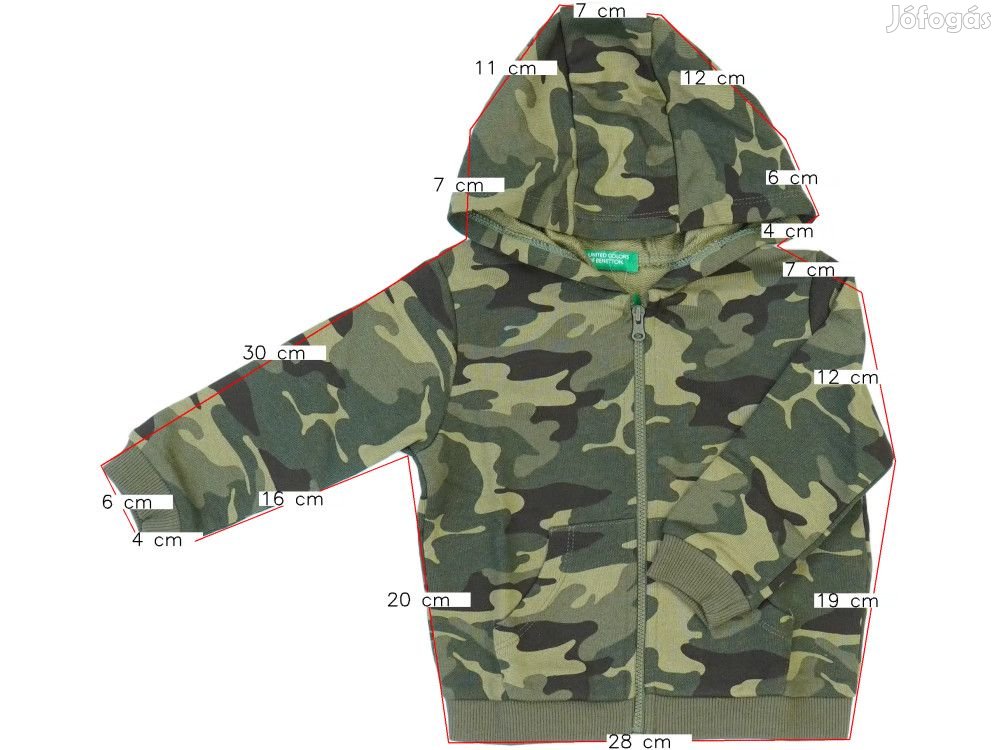Benetton Új (címkés) Fiú Kapucnis pulóver (Méret: 86)