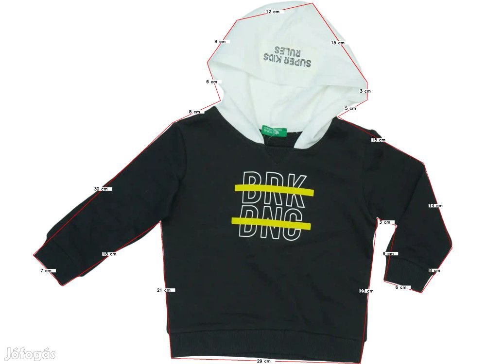 Benetton Új (címkés) Fiú Kapucnis pulóver (Méret: 92)