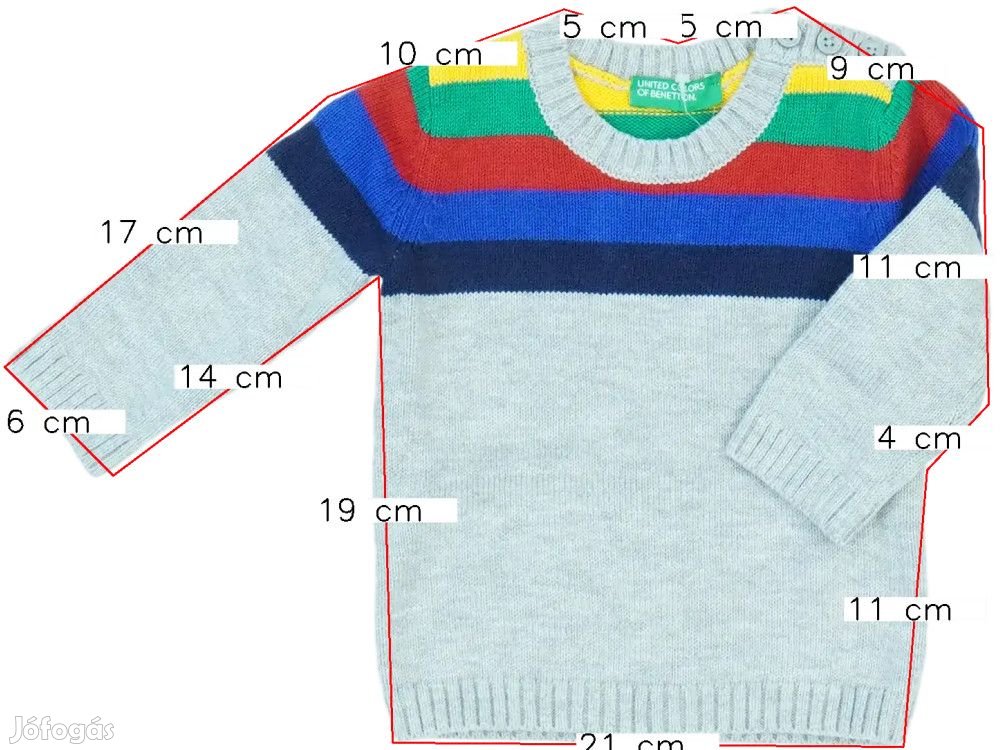 Benetton Új (címkés) Fiú Kötött pulcsi (Méret: 62)