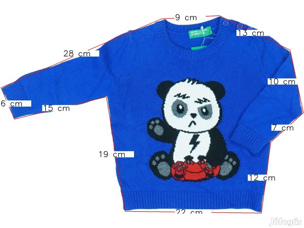 Benetton Új (címkés) Fiú Kötött pulcsi (Méret: 74)