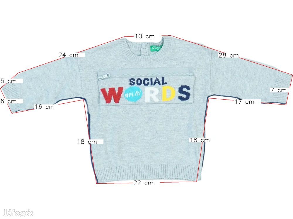 Benetton Új (címkés) Fiú Pulóver (Méret: 74)
