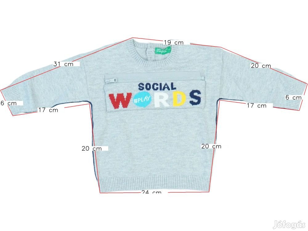 Benetton Új (címkés) Fiú Pulóver (Méret: 80)