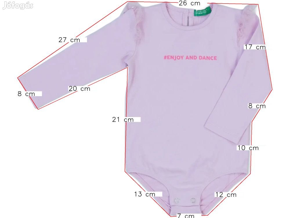 Benetton Új (címkés) Lány Hosszú ujjú body (Méret: 80)