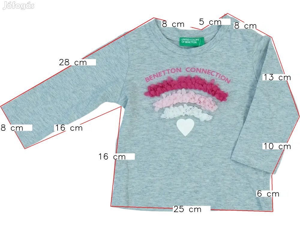 Benetton Új (címkés) Lány Hosszú ujjú felső (Méret: 62)