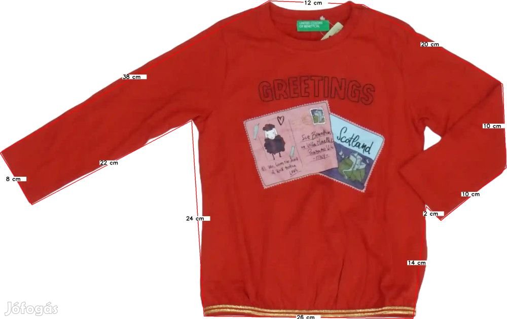 Benetton Új (címkés) Lány Hosszú ujjú felső (Méret: 68)