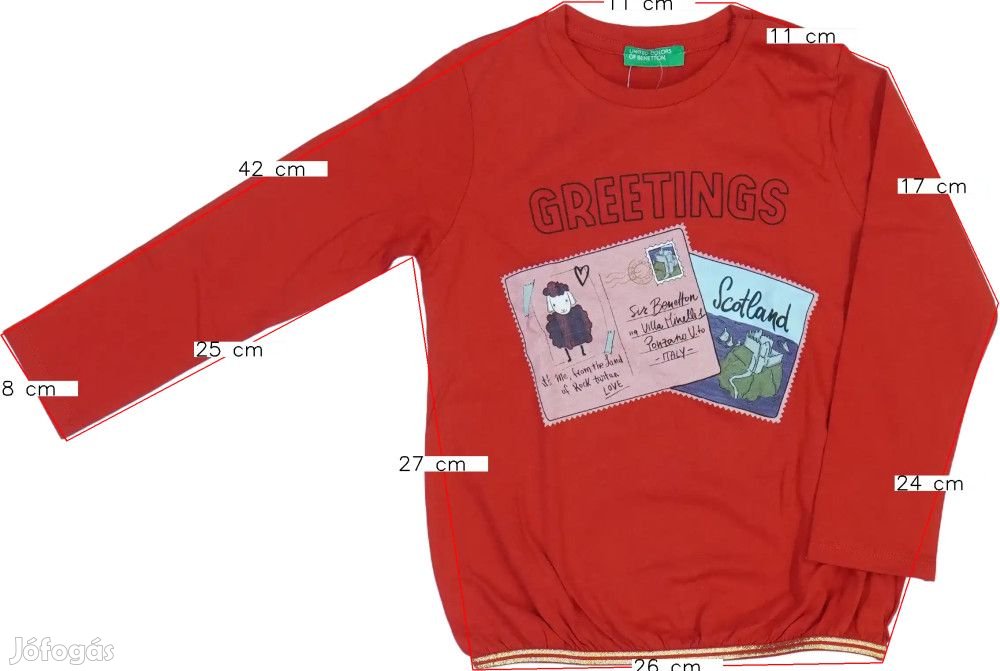 Benetton Új (címkés) Lány Hosszú ujjú felső (Méret: 98)