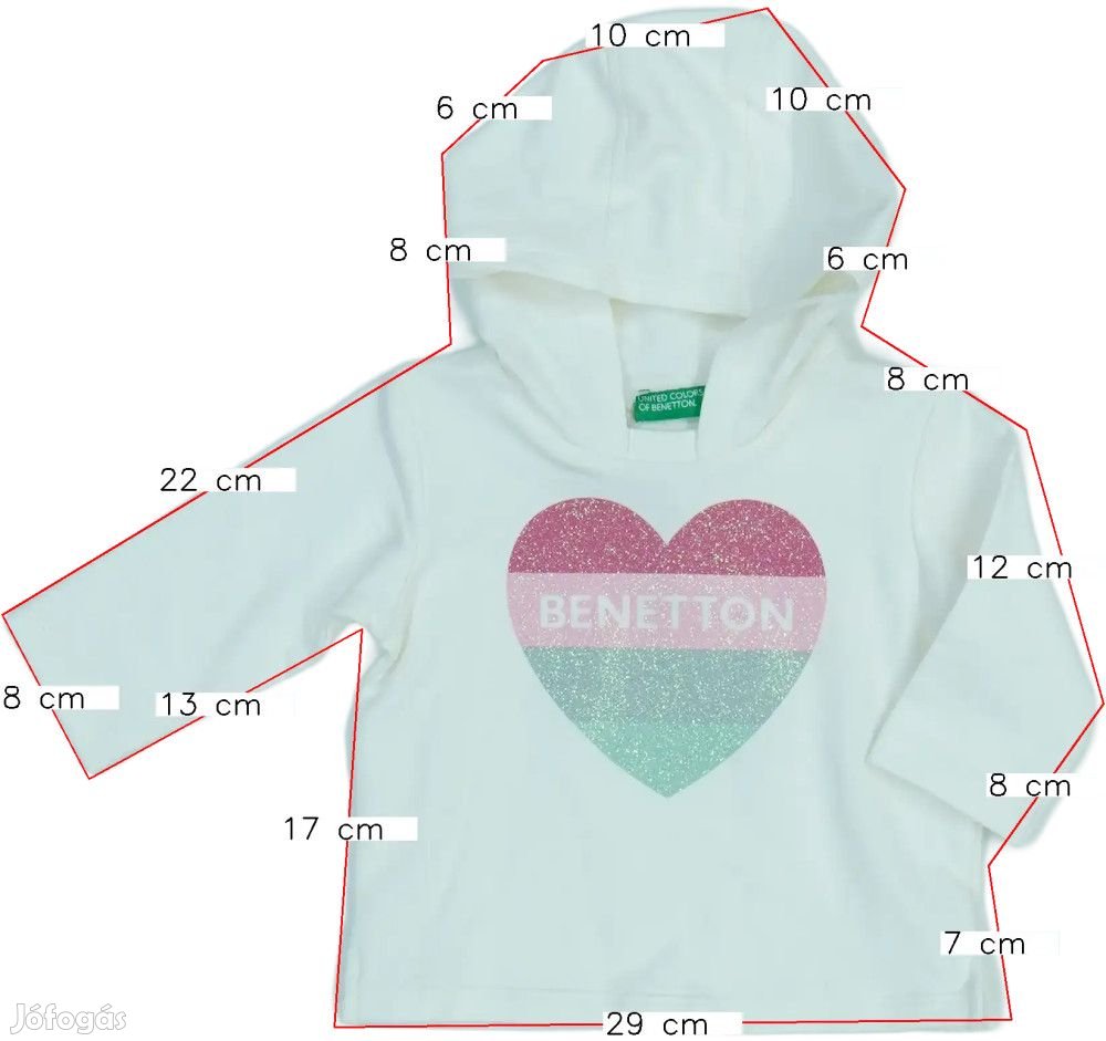 Benetton Új (címkés) Lány Kapucnis pulóver (Méret: 68)