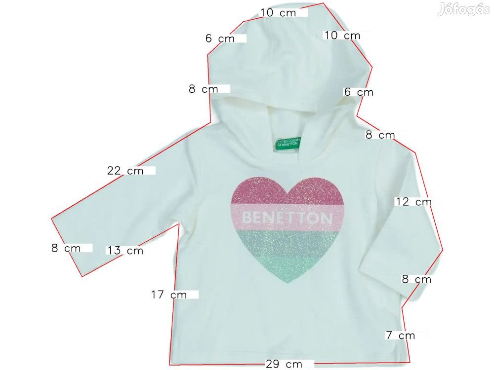 Benetton Új (címkés) Lány Kapucnis pulóver (Méret: 68)