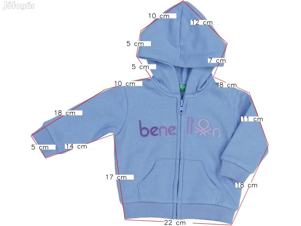 Benetton Új (címkés) Lány Kapucnis pulóver (Méret: 68)