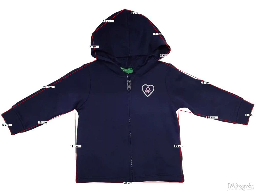 Benetton Új (címkés) Lány Kapucnis pulóver (Méret: 74)