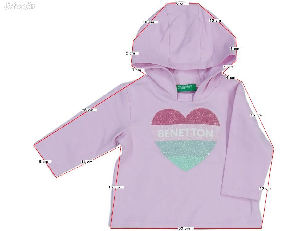Benetton Új (címkés) Lány Kapucnis pulóver (Méret: 74)