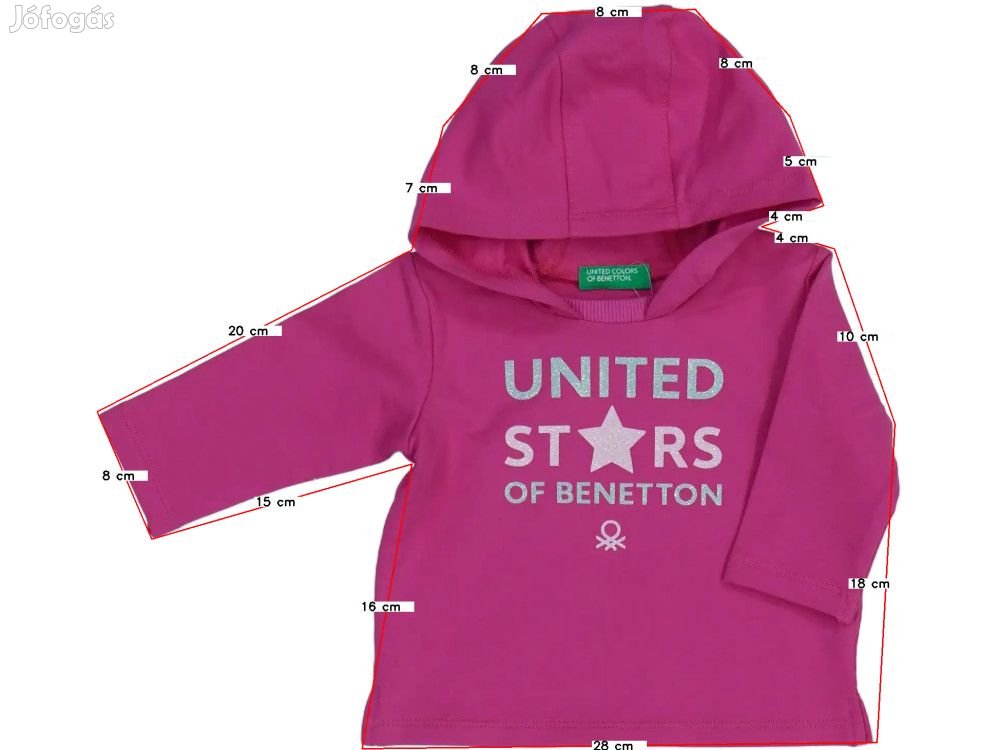 Benetton Új (címkés) Lány Kapucnis pulóver (Méret: 80)