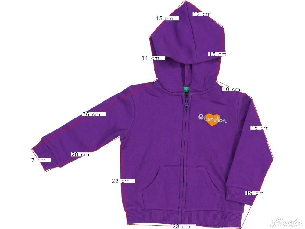 Benetton Új (címkés) Lány Kapucnis pulóver (Méret: 92)