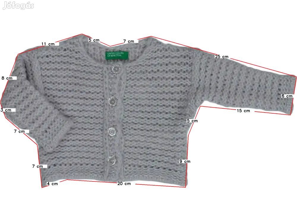 Benetton Új (címkés) Lány Kardigán (Méret: 80)