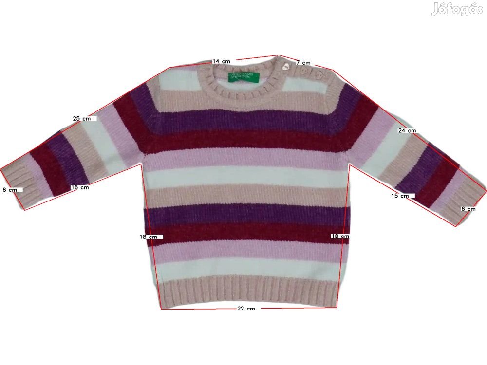 Benetton Új (címkés) Lány Kötött pulcsi (Méret: 74)